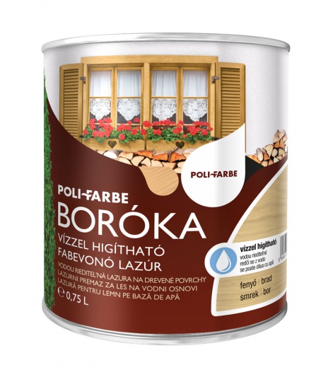 POLI-FARBE BORÓKA VÍZZEL HÍGÍTHATÓ FABEVONÓ LAZÚR 0.75L ÉBEN